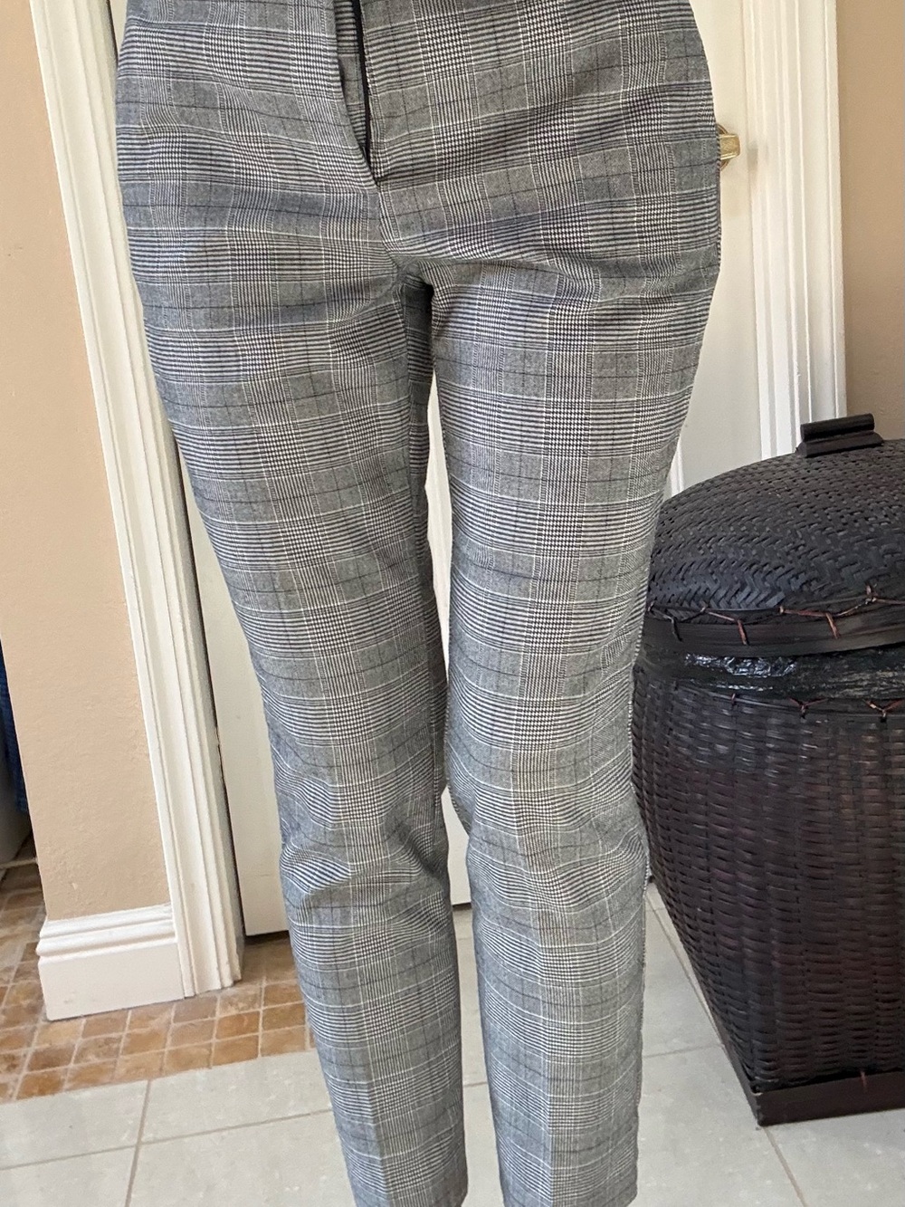 ZARA Gray Glen Plaid Trousers, XS